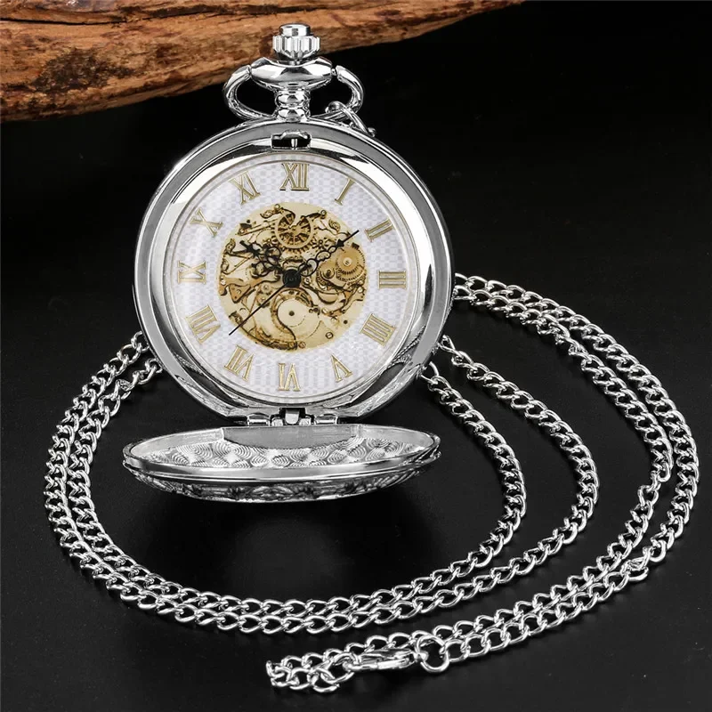 Antique Twelve Constellation Gears Case Unisex Quartz Pocket Watch Roman Number Display Necklace Pendant Chain Timepiece Reloj