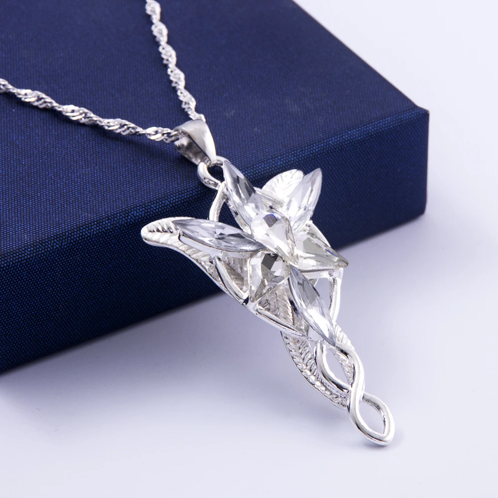 The Lord of the Rings Necklace Elf Princess Arwen Twilight Star Crystal Pendant Necklaces for Women Choker Jewelry Gift