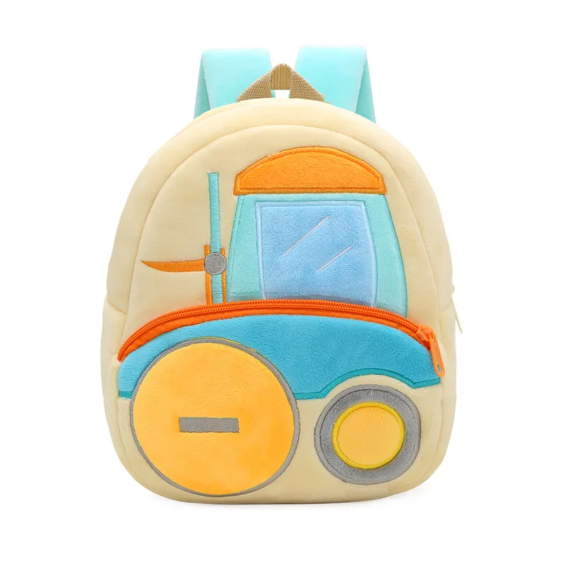 Engineering vehicle children\'s school bag excavator plush backpack