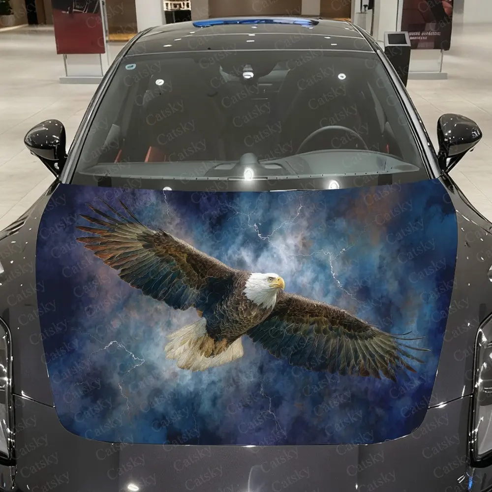 

Орел в звездном небе, ПВХ наклейки на капот автомобиля, самоклеящаяся водонепроницаемая наклейка на капот автомобиля, защитные наклейки для украшения автомобиля