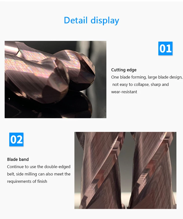 Ball Nose End Mill HRC62 Tungsten Carbide Cutter CNC Router Bit R0.5 R0.75 R1,R1.25 R2 R3mm -R10mm 2Flute Carbide Slot Drill