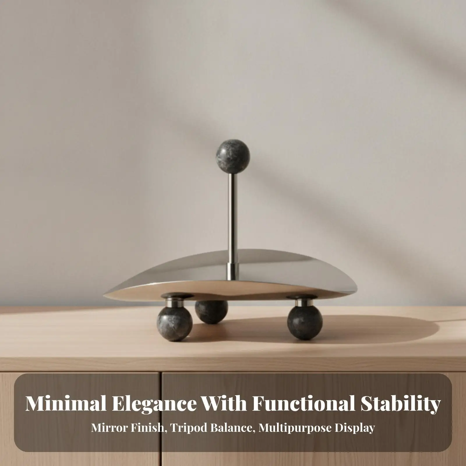 Marble Ball Serving Tray with Feet Decorative Display Stand for Fruits Sweets Cake Presentation Elegant Tabletop Centerpiece