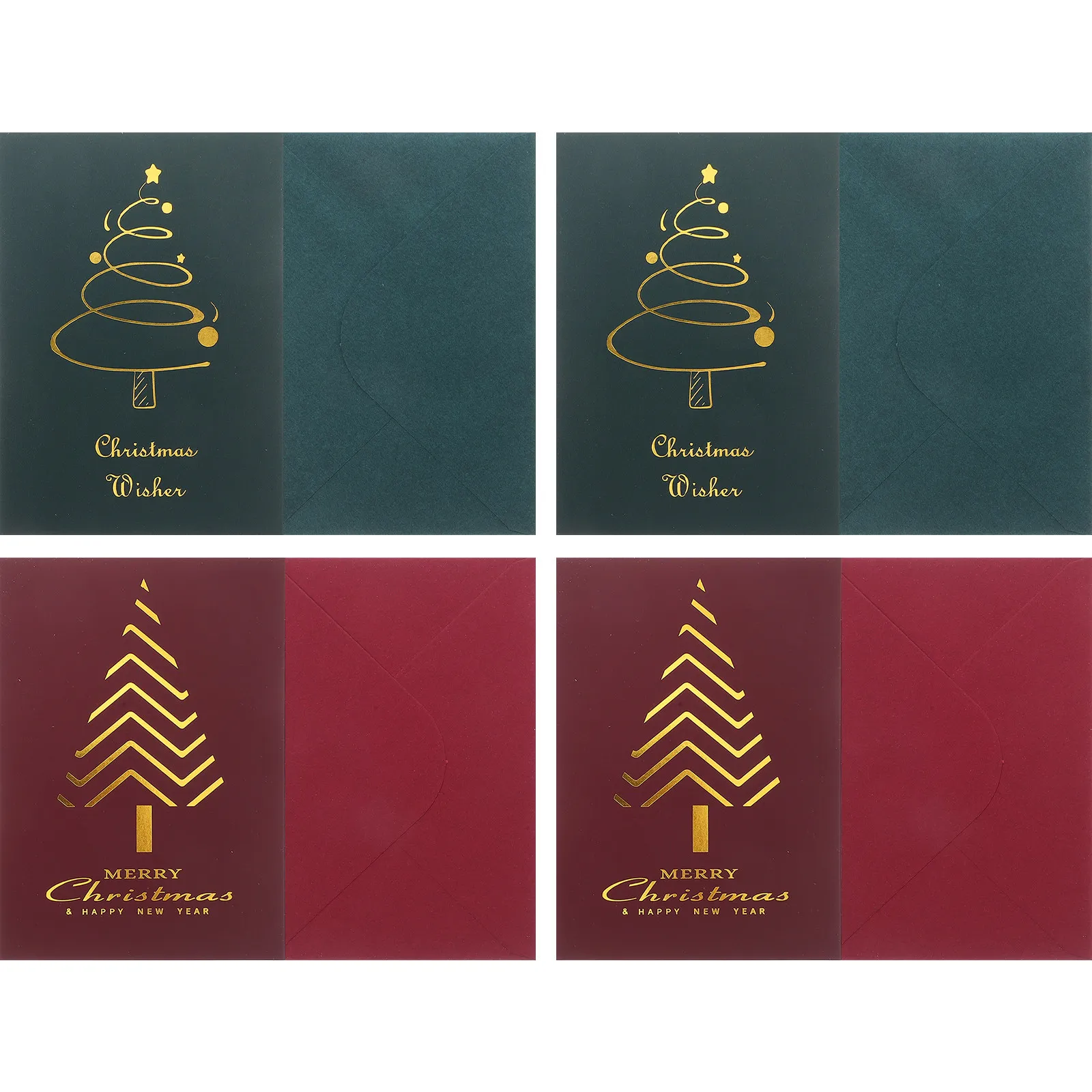 

10Pcs Christmas Greeting Card Set Vintage Gold Foil Blank Holiday Message Cards Xmas Party Supplies Festive Celebration Paper