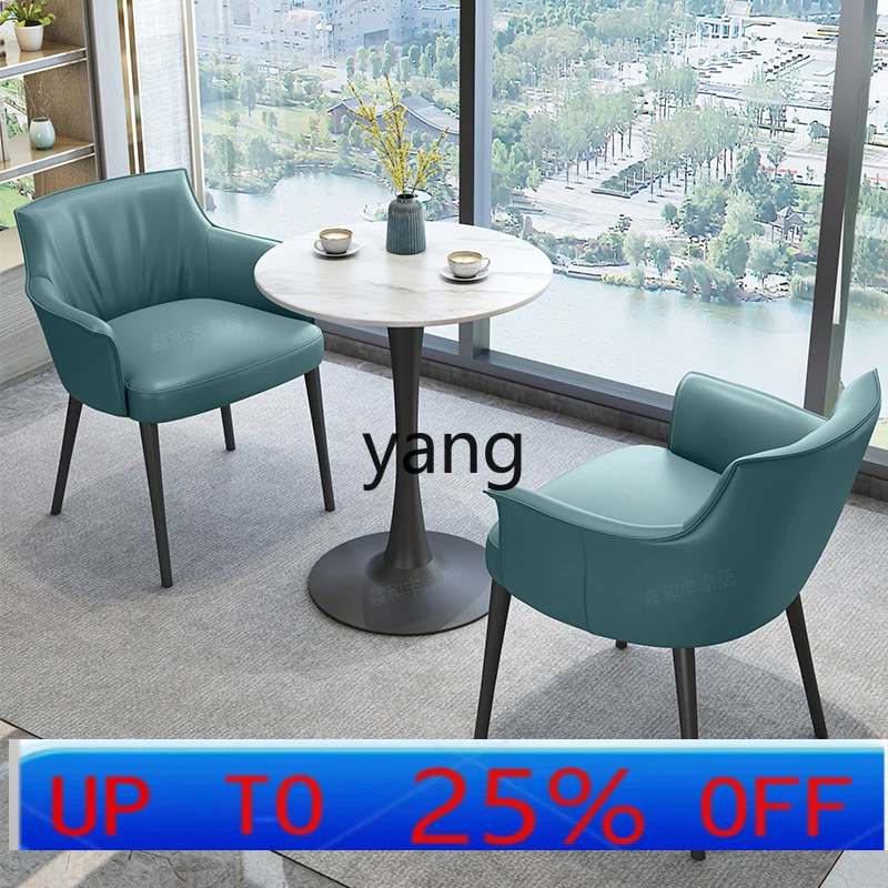 

LH light luxury rock slab small round table sales office reception negotiation tables and chairs