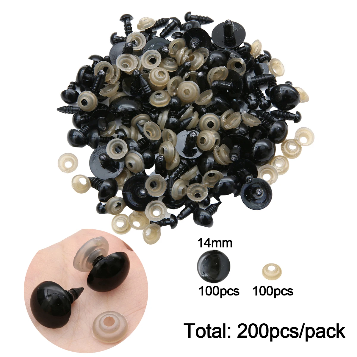 12-460 stuks 5-30mm Zwarte Plastic Veiligheidsogen Multi-Size Geschikt voor DIY Haakwerk Dierenogen Ambachtelijke Decoratie Accessoires
