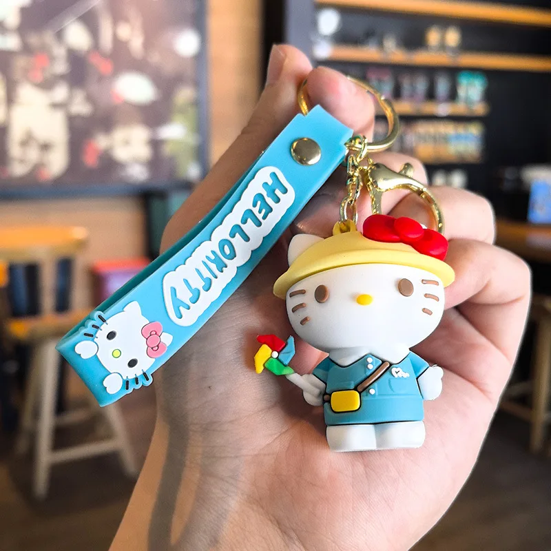 سانريو كارتون مرحبا كيتي المفاتيح قلادة Kawaii اليومية على ظهره شخصية الإكسسوارات أصدقاء هدايا العيد