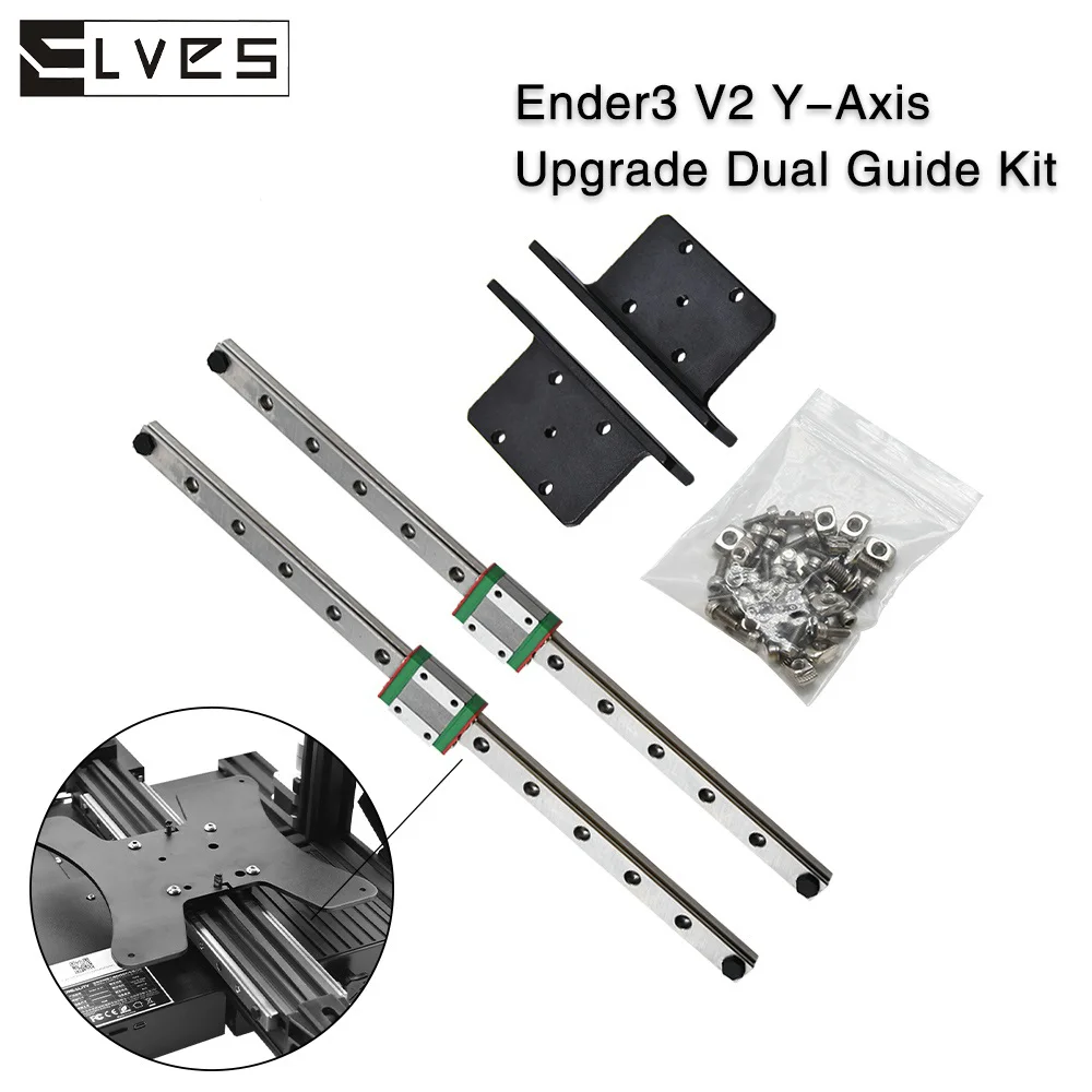 Accessoires d'imprimante 3D Elves Ender3/Ender3 Pro/Ender 3 V2, pièces de mise à niveau Y-AXIS kit de rail linéaire MGN12H longueur 300mm