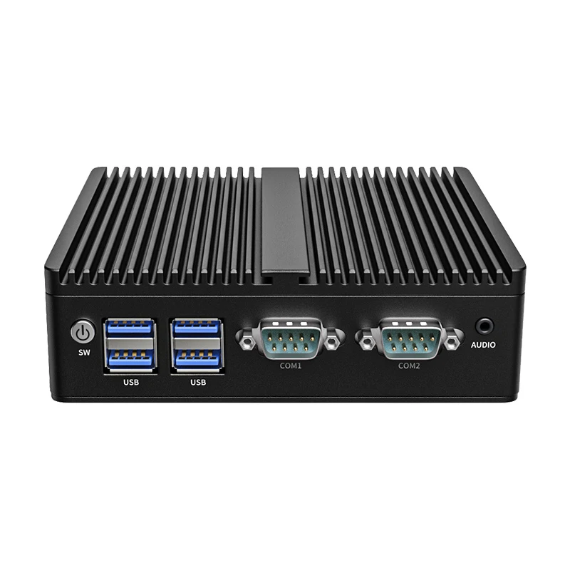 Fanless Industrial Mini PC J4125 J1900 N2840 N2940 Dual LAN RS232 RS485 Win10/11 Pro Linux Ubuntu WIFI Desktop komputer pc rumah