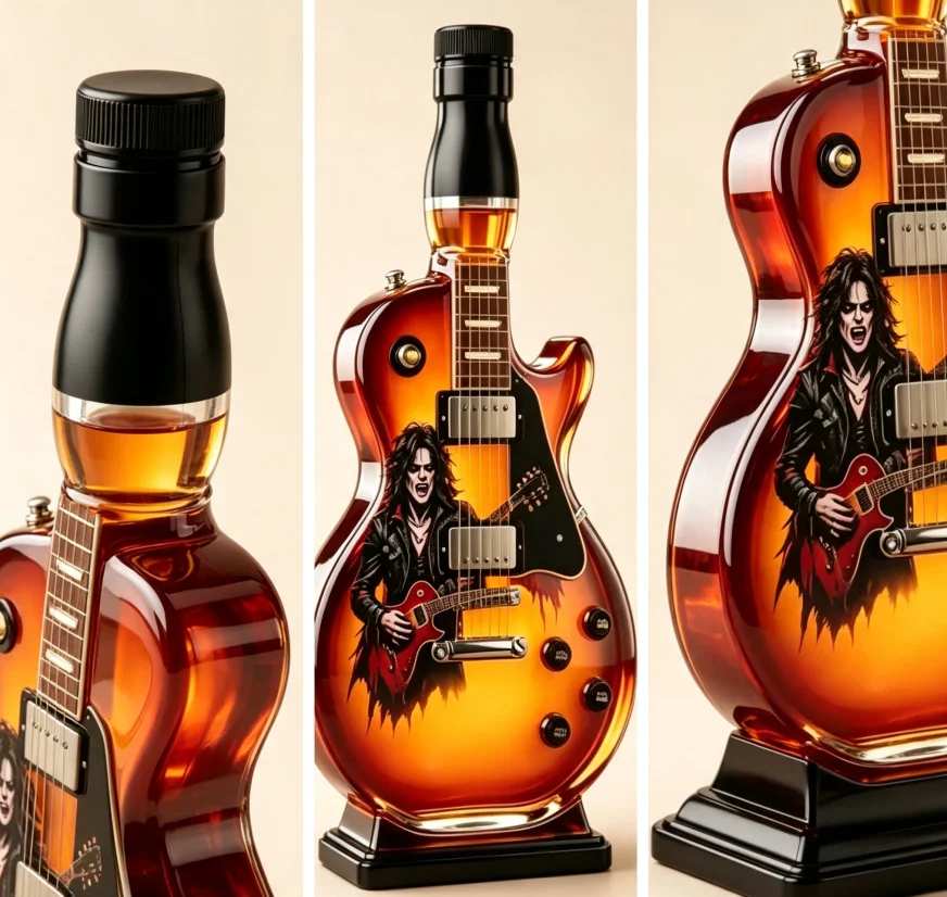 Guitar Shaped Whiskey Decanter High Borosilicate Glass Rock Style Spirit Container Bar Display Decor Creative Gift for Liquor Lo