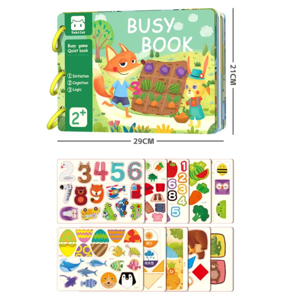 Montessori Giocattolo per l'educazione precoce Gioco di abbinamento Materiale educativo Adesivo con gancio e anello Libro Sviluppo sensoriale Autoassemblato