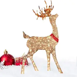 Lighted Christmas Deer Stake Acrylic Garden Stakes For Holiday LED Light Up Reindeer Flat Design Decorations For Home Lawn Yard