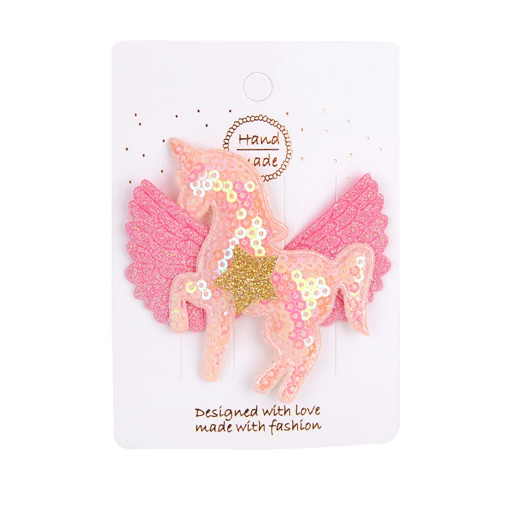 

8pcs Unicorn Hair Clips Glitter Fabric Hairpin Hair Accessories Fashion Holders For Hairstyle Design