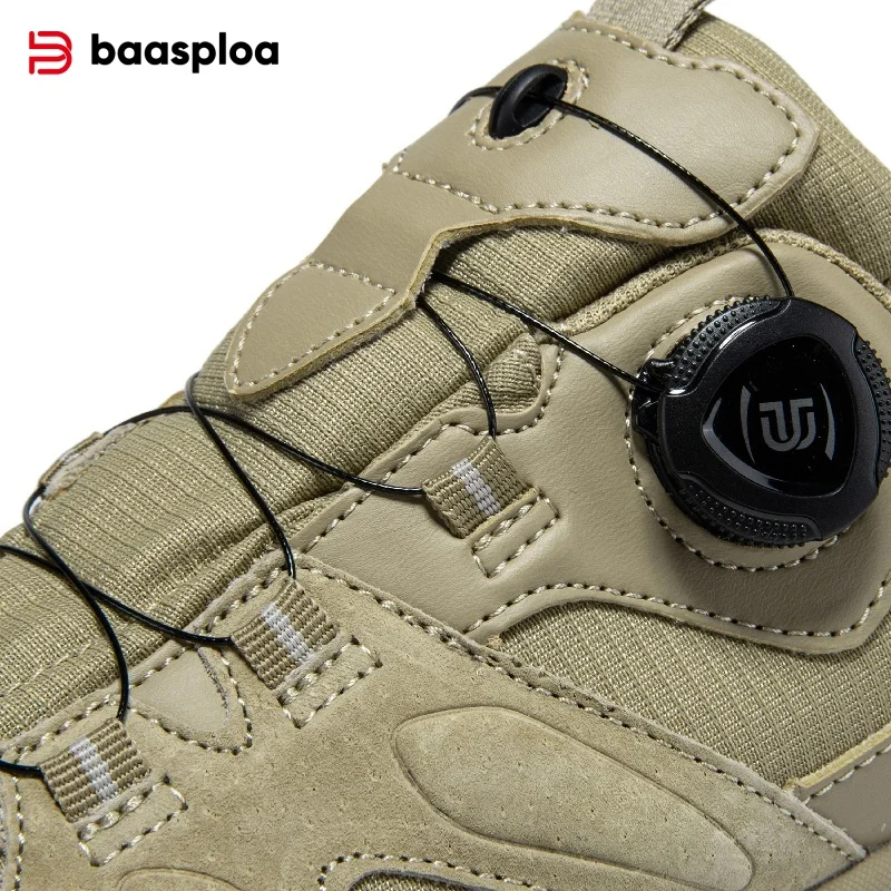 Baasploa Men Hiking Shoes Non-Slip Wear Resistant Outdoor Climbing Walking Shoes for Men Comfort Inner Cotton Outdoor Sneakers