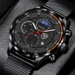 Reloj de pulsera de cuarzo con correa de malla de acero inoxidable para hombre, accesorio masculino de marca de lujo, a la moda, de cuero, estilo informal y deportivo, 2023