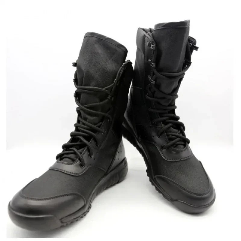 Men\'s Work Shoes Light MenAnkle Boots Lace Up Boot Fashion Mesh Motorcycle Boots