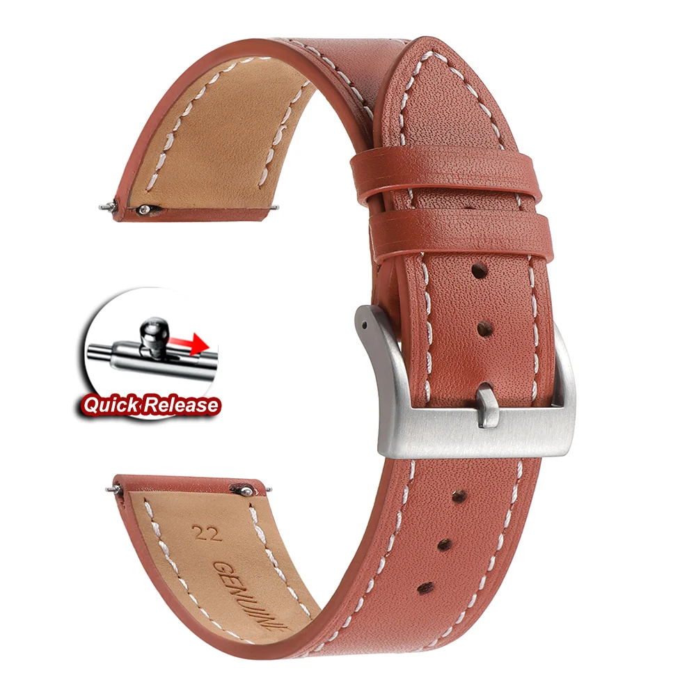 Schnellverschluss Vintage Leder-Uhrenarmband 18mm 20mm 22mm 24mm Genähtes Rindsleder-Armband für Omega Braunes Armband für Seiko