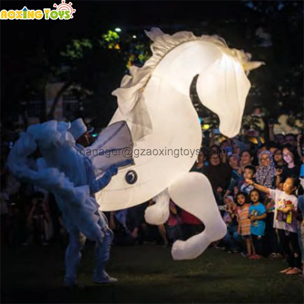 No Battery Fantastic Giant White Inflatable Horse Costume With LED Light For For Parade Event Performances