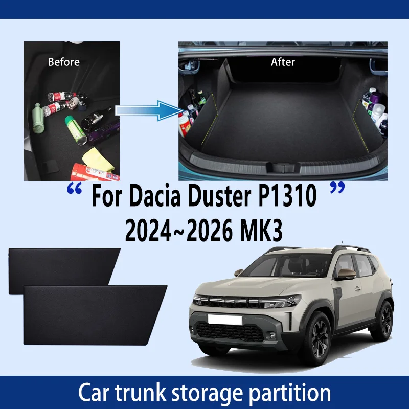 

Автомобильные аксессуары для Dacia Duster P1310 2024 ~ 2026 MK3, перегородка для хранения багажника, многофункциональный органайзер для салона автомобиля