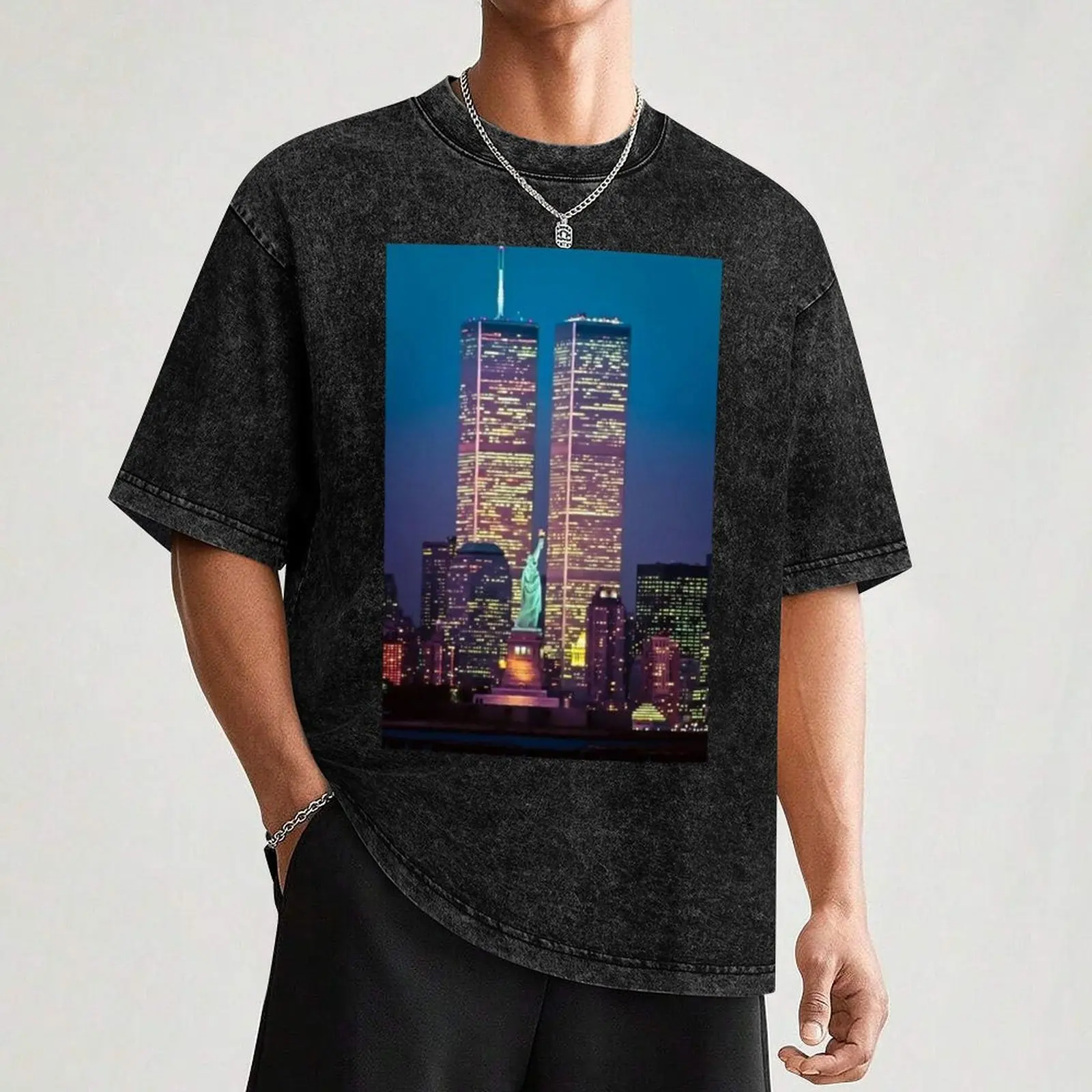 Twin Towers T-Shirt Fashion Simple Casual Tee Shirt