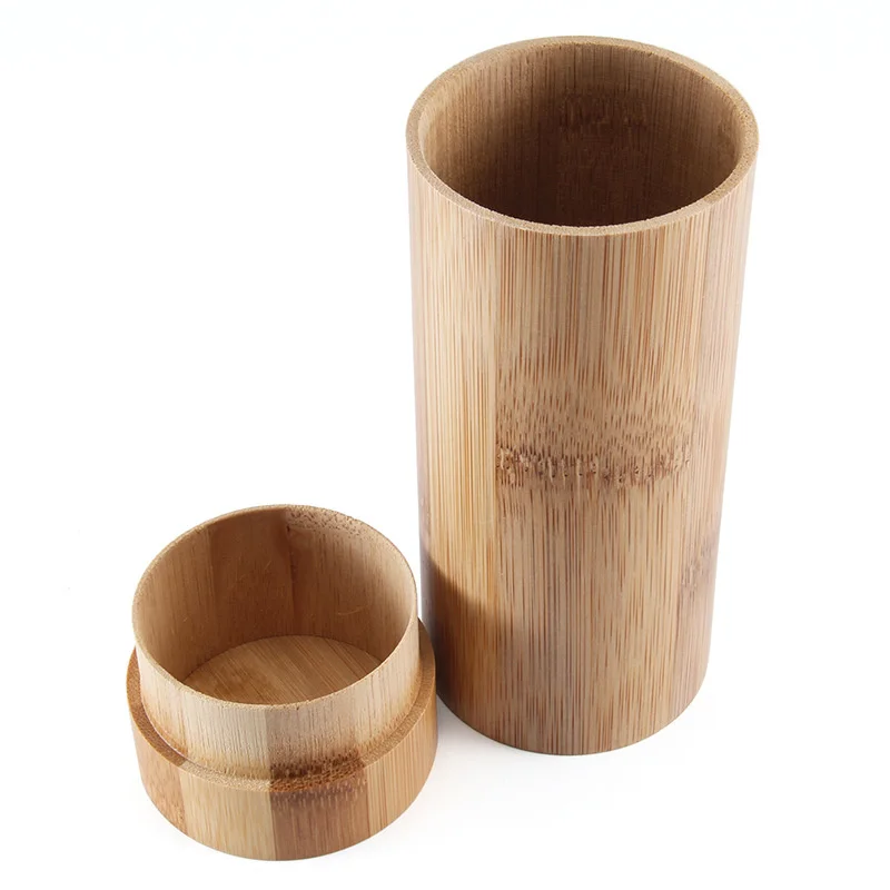 100Pcs/Lot Handmade Glasses Case Natural Retro Bamboo Sungalsses Box Cylinder Little Items Storage Container
