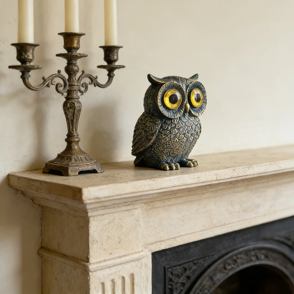 1 Pieza de Figura Decorativa de Búho Estilo Retro con Ojos Grandes, Artesanía Creativa de Resina para Decoración de Escritorio, Agrega un Toque Artístico, Llena de Detalles