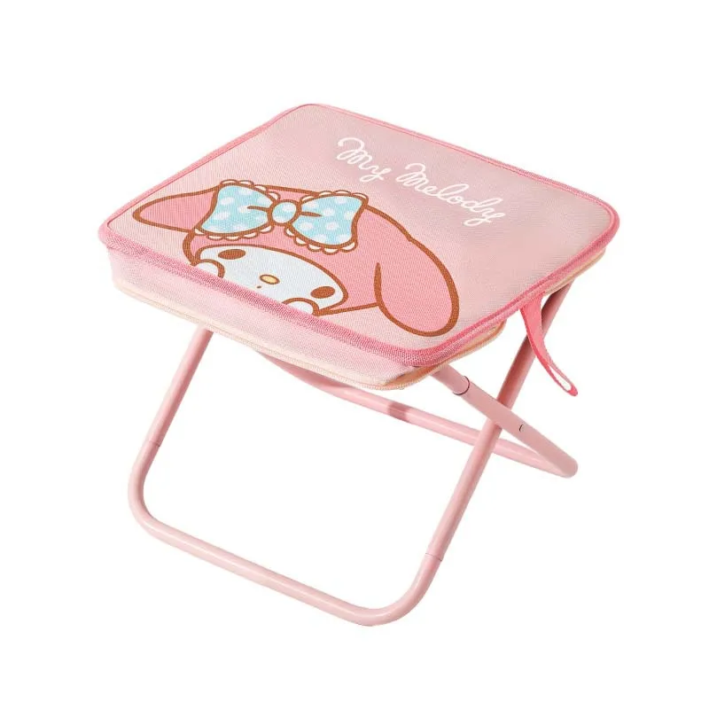 애니메이션 산리오 헬로 키티 마이 멜로디 시나모롤 쿠로미 접이식 스툴 귀여운 휴대용 야외 캠핑 펜 케이스 스툴
