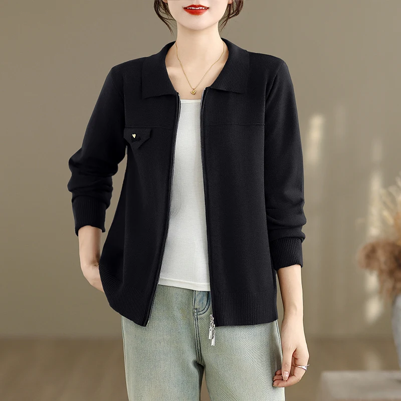 Women's Knitted Open Cardigan Outerwear Spring Autumn Loose Fit Trendy ey Sweater Top Versatile Sle Early Autumn New Arrival