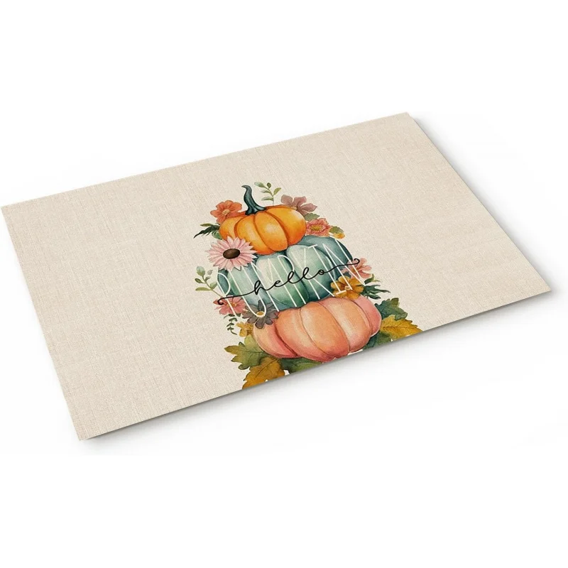 Thanksgiving Indoor Door Mat 50x80cm Entrance Carpet Hello Pumpkin Front Door Mat Absorbent Non slip Floor Mat Suitable forKitch