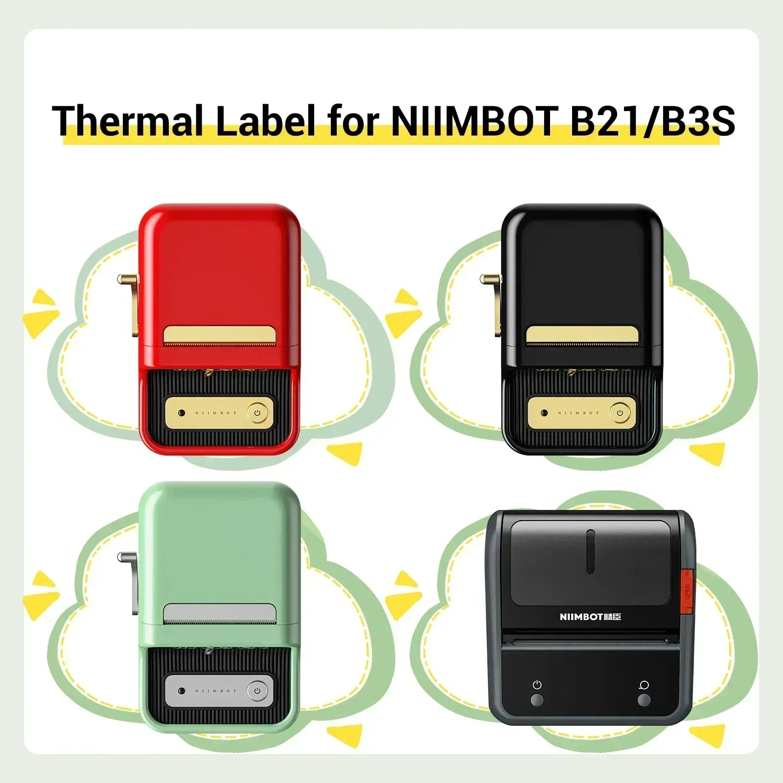 Niimbot Mini Printer Thermal Wire White/Color/Round/Flower Sticker Self Adhesive Waterproof Sticker For B1 B21 B203