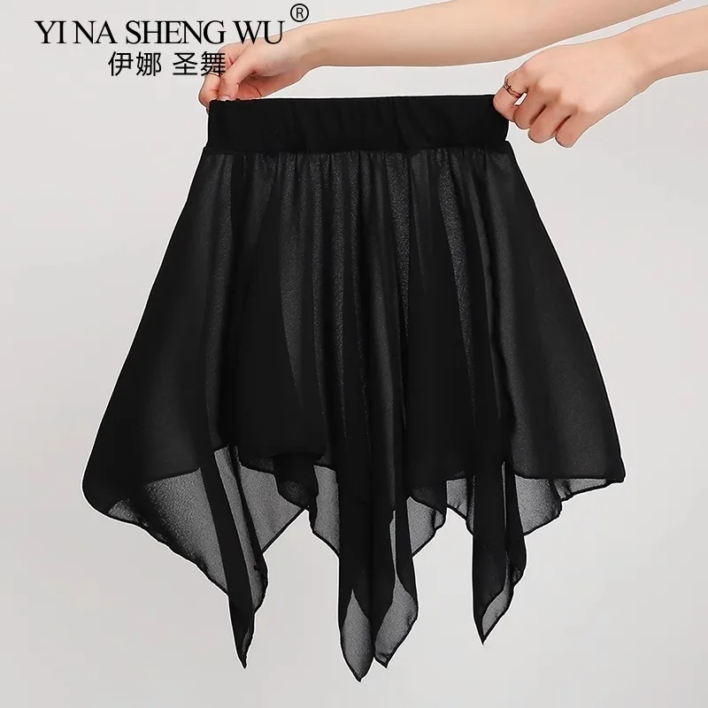 Gonna da balletto nera per adulti Pantaloncini da ballo trasparenti Gonna da pratica Gonna da ballerina latina Gonna avvolgente Gonna da yoga Abbigliamento da ballo per donna
