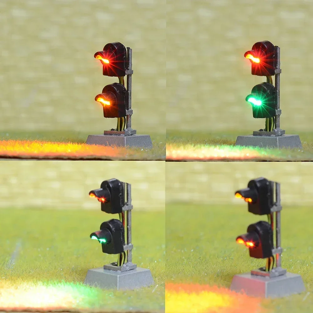 HO Scale Dwarf Searchlight Signal Ground 2 Targets Green/Red Dwarf Signals DIY Train Railroad Building Landscape