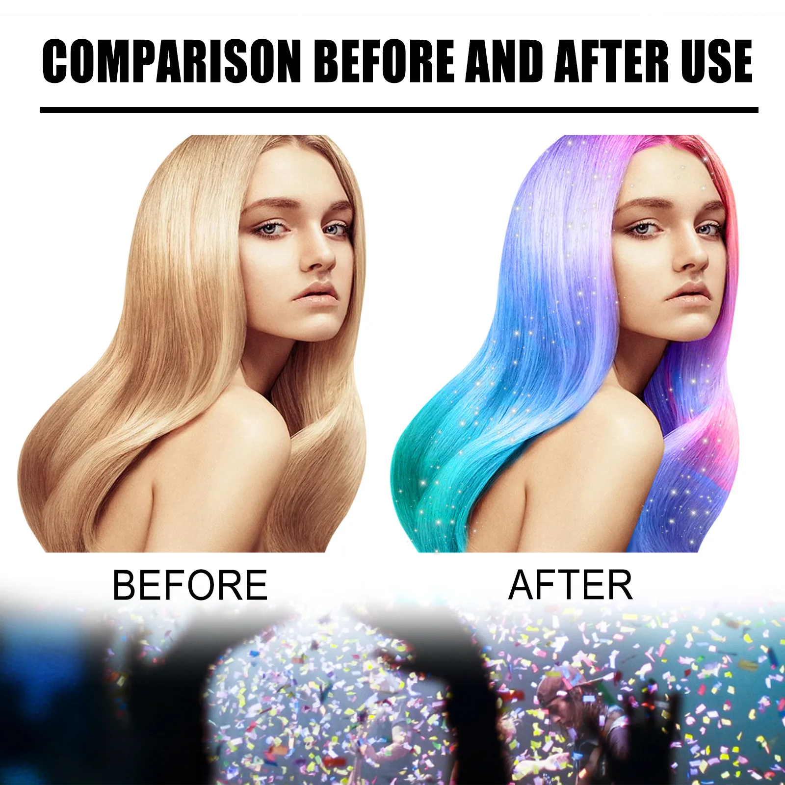 EELHOE Hair Flash Spray, Disposable Party Glitter Hair Spray, Colored Hair, Quick and Easy To Color Hairs Festive Makeup 30ml