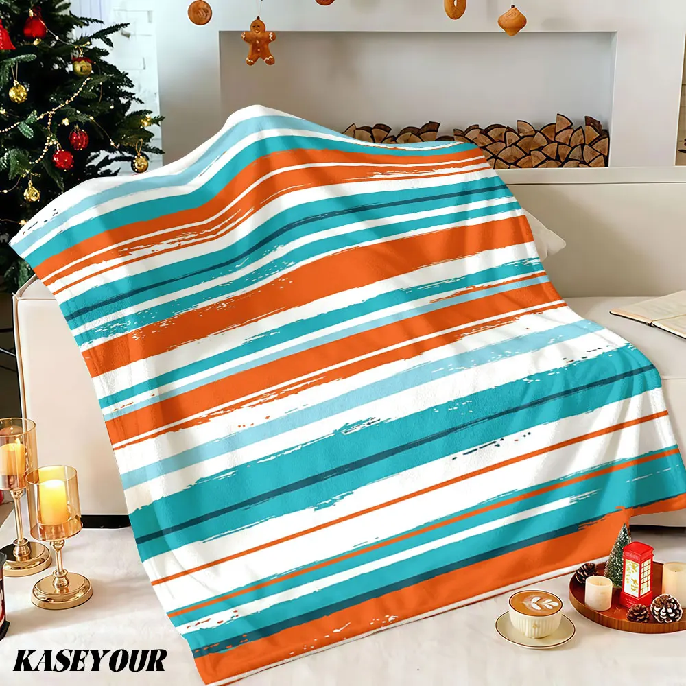 Brushstroke Stripes Winter Summer Flannel Blanket Throw Fleece Soft Fuzzy Plush Cozy Fleece Blankets for Sofa Ideal Gifts