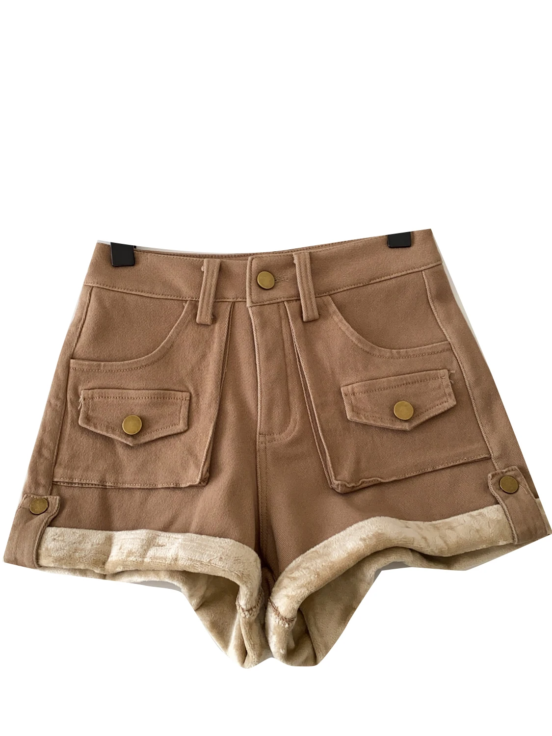 ريترو ارتفاع الخصر Thiened Fce المرأة ort السراويل مع كيتس Faionable الكورية Sle الخريف الشتاء مثير حار تنوعا... #5