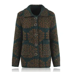 Inverno nuovo bavero cappotto di mezza età madre anziana aggiungere spessa maglia Cardigan maglione caldo giacca larga abbigliamento nonna