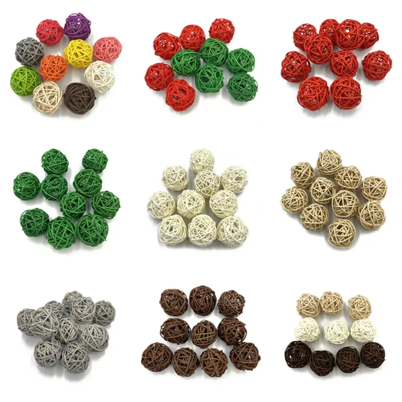 

10pcs 5cm/6cm Wicker Rattan Balls Decorative Balls for Centerpiece Bowls Orbs Vase Fillers for Christmas Wedding Party Decor