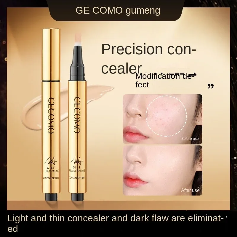 GECOMO Brush Press Concealer to Cover Black Circles Pockmarks and Spots Brighten Lacrimal Groove Facial Makeup Conceale Lotionr