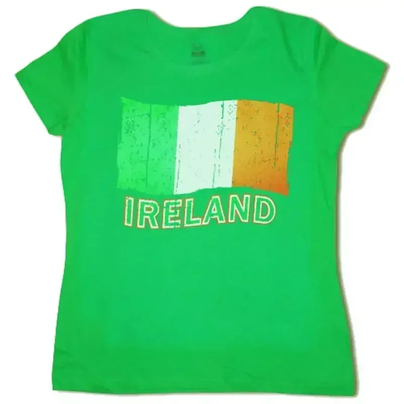 Ladies Tee Shirt Irish Ireland Flag Green St Patricks Pattys Day T Womens