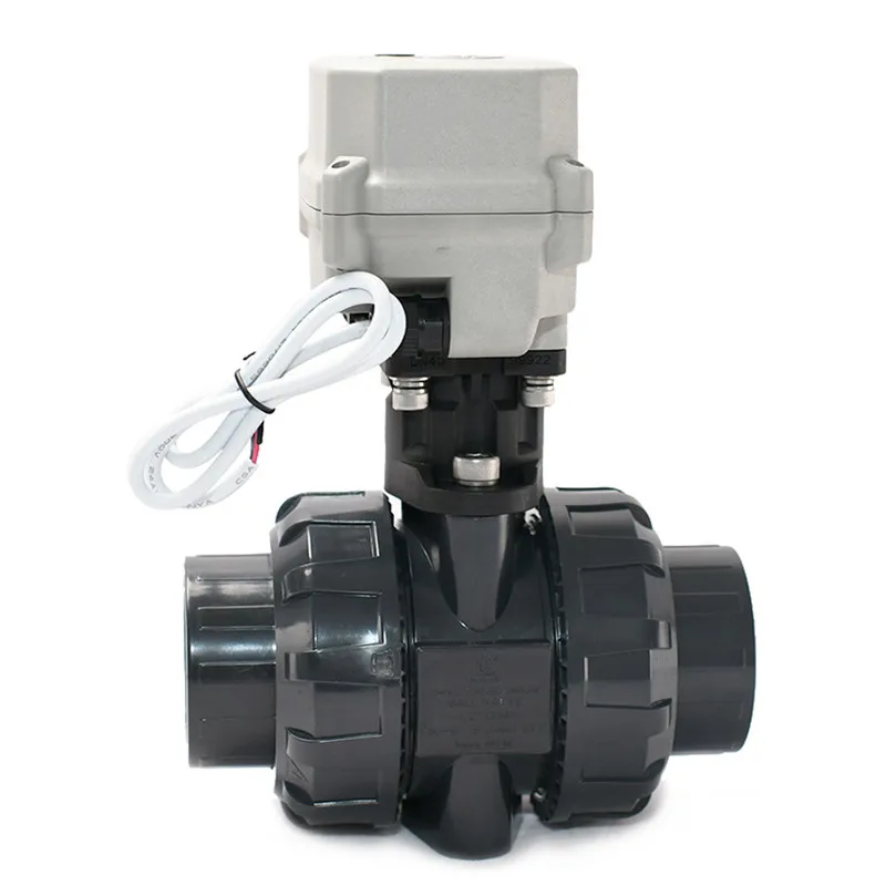 1-1/2'' DN40 BSP/NPT/Non-thread UPVC True Union Motorized Ball Valve 12-24VDC & 24VAC 110-230VAC Auto Return Failsafe