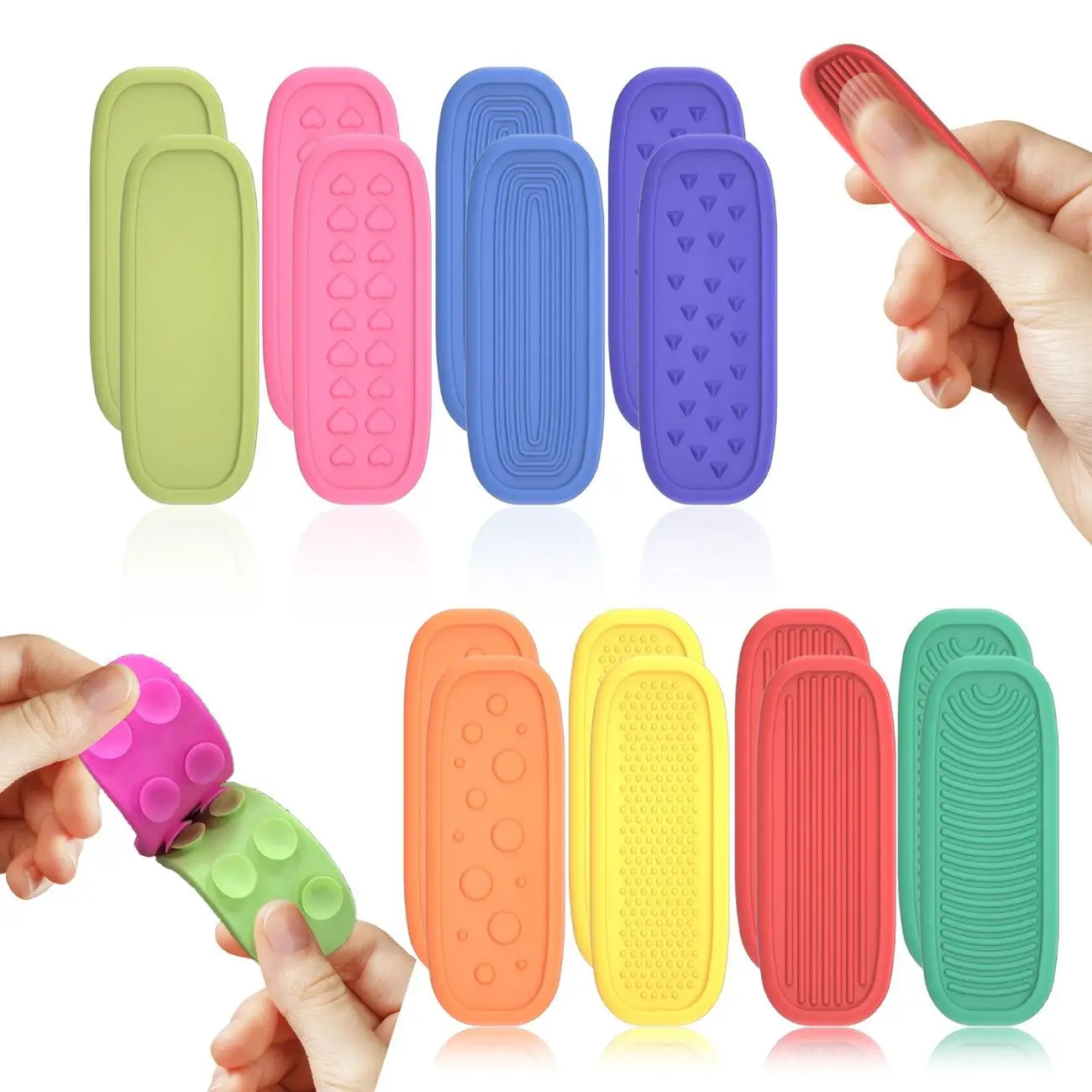 Children's Silicone Decompression Toys, Color Sensor Strips, Suction Cups, Double-Sided Sensor Strips, Finger Decompression