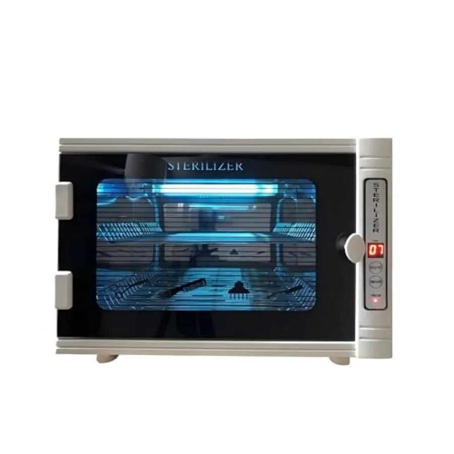 UV 12L Nail Tool Sterilizer with Lighting for Salon and Home Use Autoclave Machine in Silver Sanitizes Tools Efficiently
