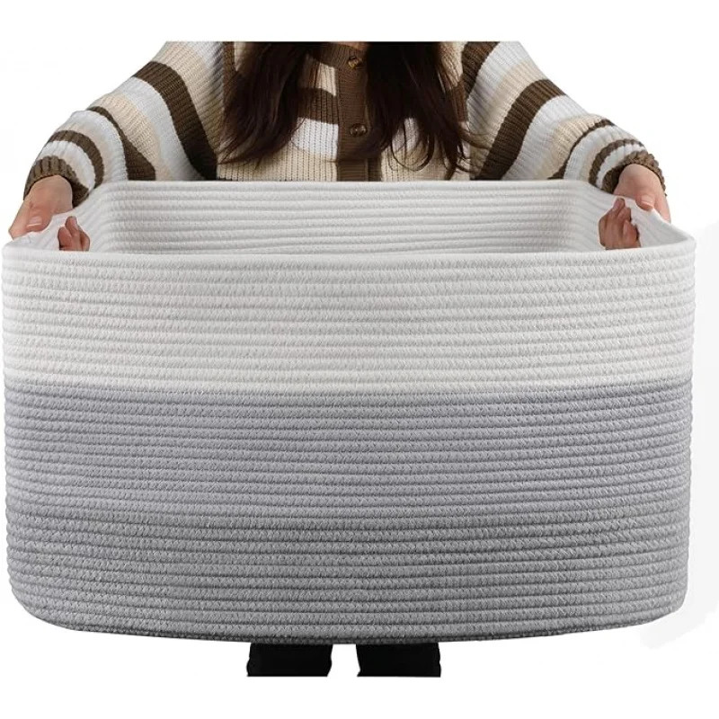 

65L Large Laundry Baskets cotton rope weave Rectangle Multi purpose Clothing storage basket Shipping from the USA