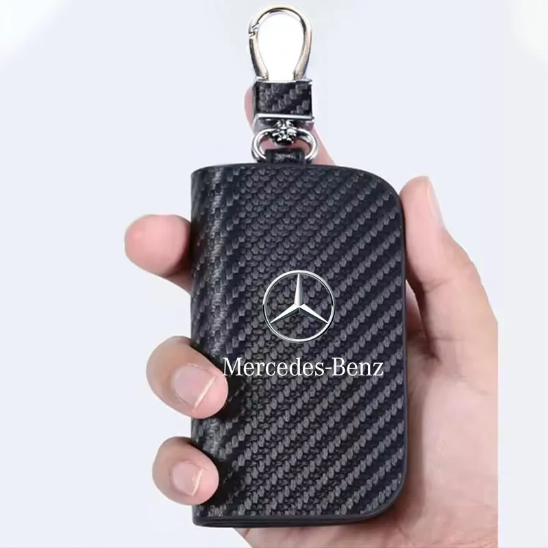 Чехол для ключей из углеродного волокна, сумка-брелок для ключей для Mercedes Benz S320 W164 W203 W168 C180 E320 A200 CLA CLK, автомобильные аксессуары