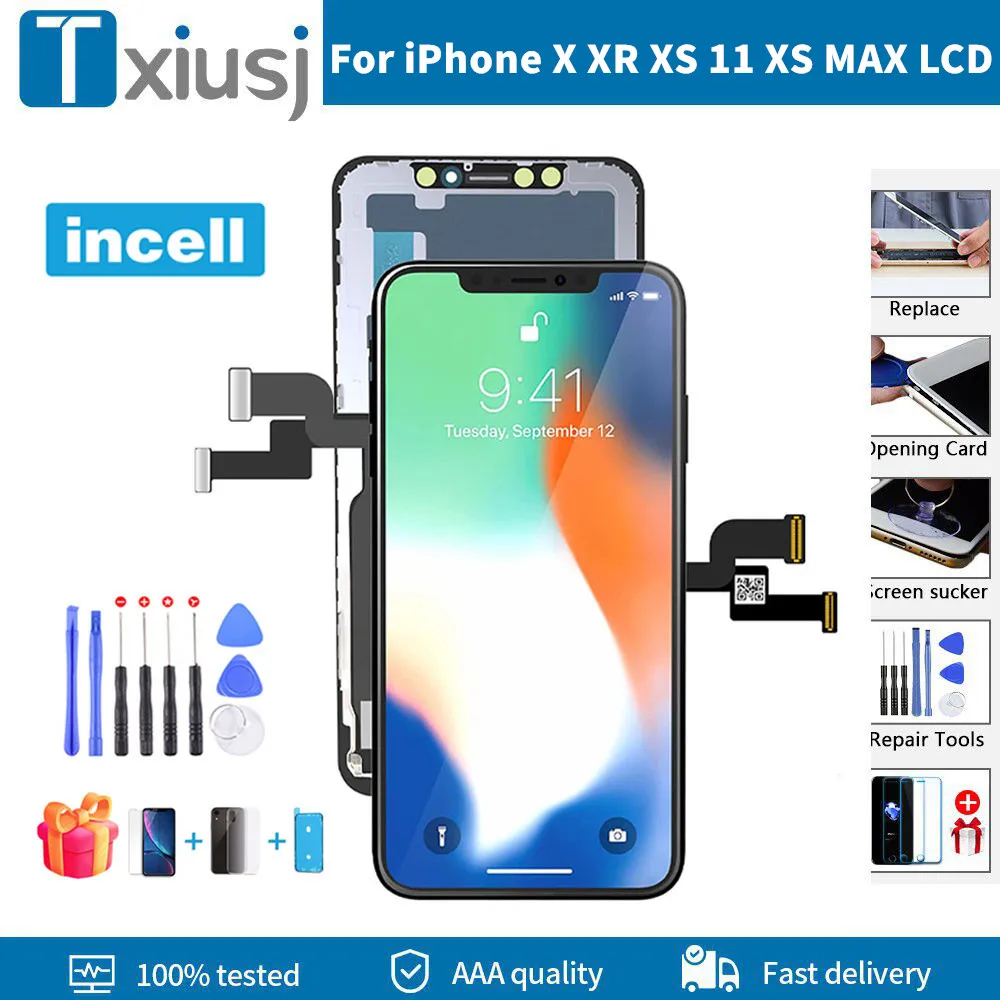 100% протестированный ЖК-дисплей Incell для iPhone X XR XS 11 12 Pro MaxDisplay, заменяемый экран с 3D Touch для iPhone X XS MAX 11 12 LCD