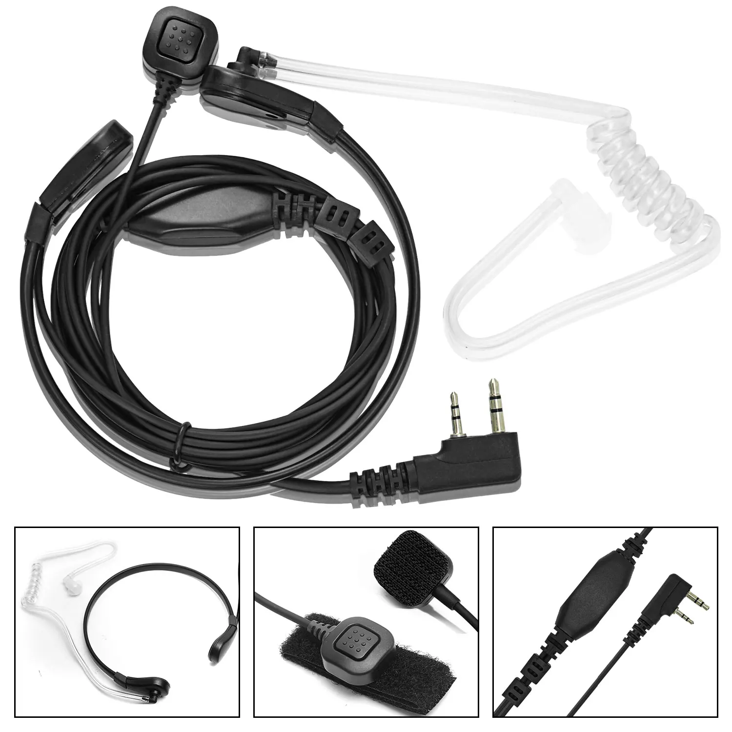 Baofeng トランシーバーイヤホン K ネック喉コントロールイヤホン格納式指 PTT 双方向ラジオヘッドセット CS 戦術 TYT