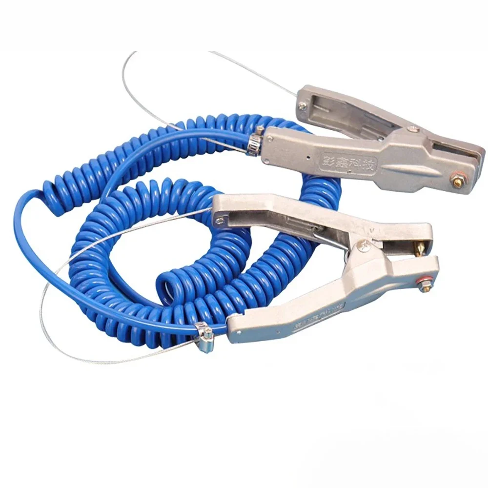5M Anti Static Grounding Wire Static Grounding Clamp Grounding Assembly 2 Aluminium Alloy Clips for Removing Tool
