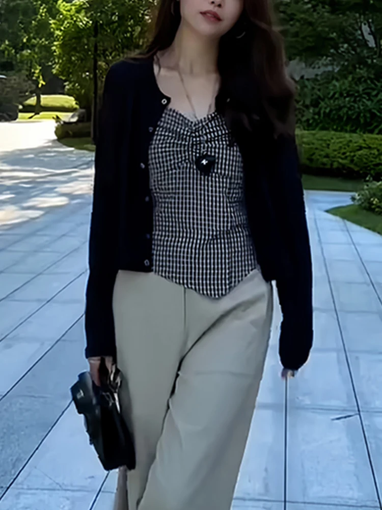 Faionable Versatile Pure Desire Sle Women's Two-Piece Set Casual Long Sve T-irt And Cardigan Autumn New Design