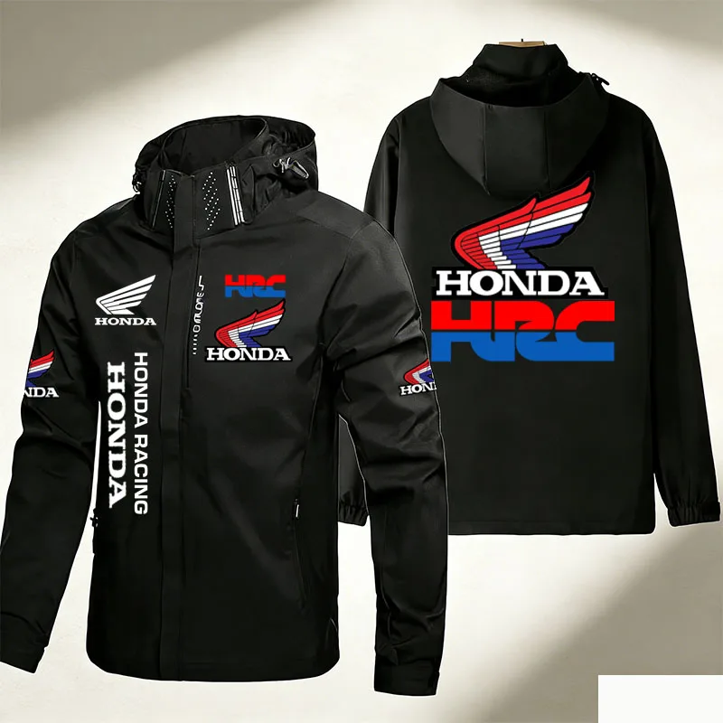 2026 Honda HRC Motorcycle Racing Spring and Autumn Zipper Jacket Men's Windproof Jacket Casual Fashion Hooded Jacket Waterproof