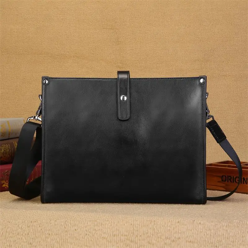 Imagem -02 - Couro de Vaca Bolsa de Ombro para Homens Masculino a4 Genuíno Couro Maleta Bolsa de Negócios Bolsas de Embreagem Envelope Bolsa de Crossbody