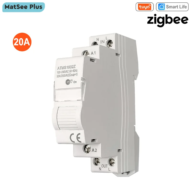 

Tuya Smart Life ZigBee 20A Переключатель и таймер Монитор мощности Счетчик энергии Дистанционное управление Поддержка Google Home Alexa Home Automation